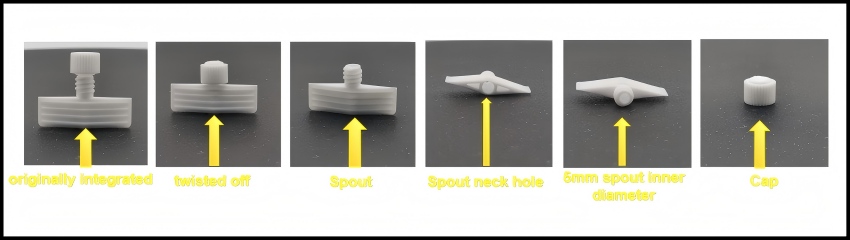 Characteristic of spouts plastic cap for pouches disposable toothpaste (HL050L)